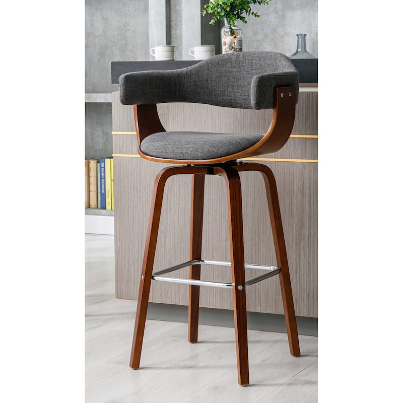 Porthos Home Xen Swivel Fabric Mid-Century Bar Stool