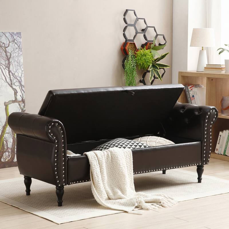 63" PU Upholstered End of Bed Bench