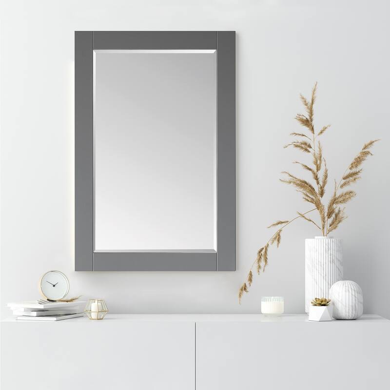 Altair Ivy Rectangular Bathroom Wood Framed Wall Mirror - 24 in. - Grey