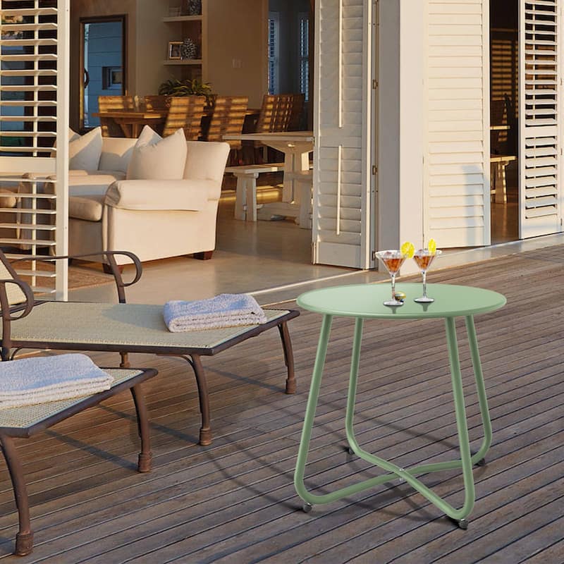 18 in. Small Round Side Table Outdoor Side Table Patio End Table