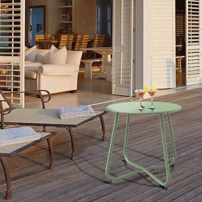 18 in. Small Round Side Table Outdoor Side Table Patio End Table