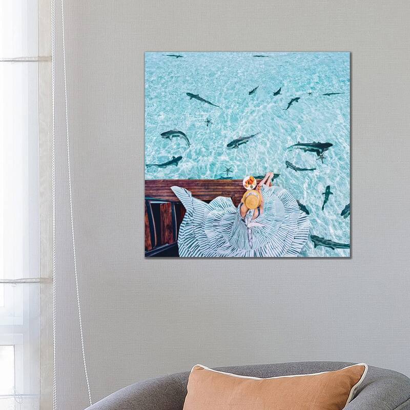 iCanvas "Breakfast With Sharks" by Hobopeeba Canvas Print - 26x26x1.5