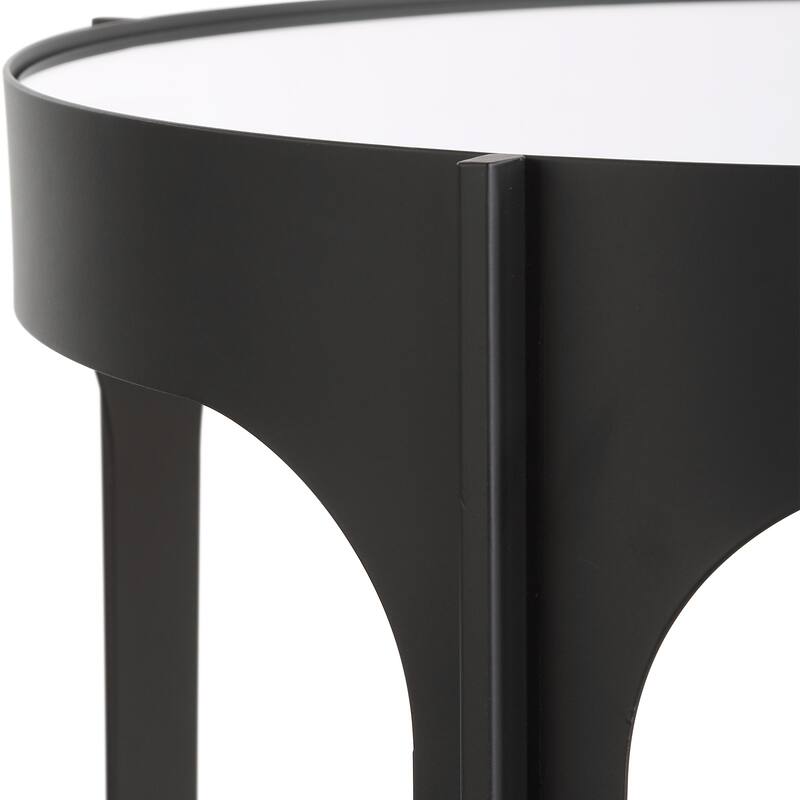 Matte Black Iron and Mirror Accent Table by Grace Feyock - 24.02"H x 16.14"W x 16.14"D