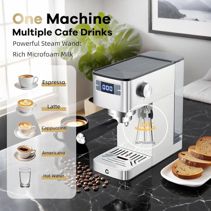 Compact Semi-Automatic 20 Bar Espresso Coffee Machine for Cappuccino/ Latte