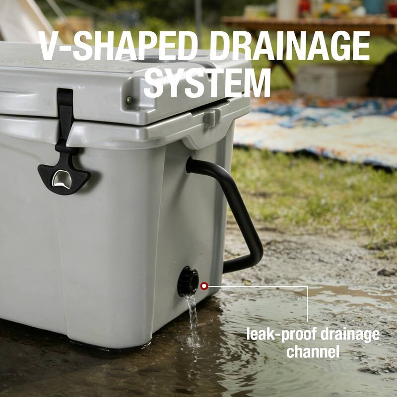 25QT Portable Cooler, Insulated Hard Cooler with Bottle Opener, Cup Holder, Forming Ruler, Travel, Beach, Camping, Fishing