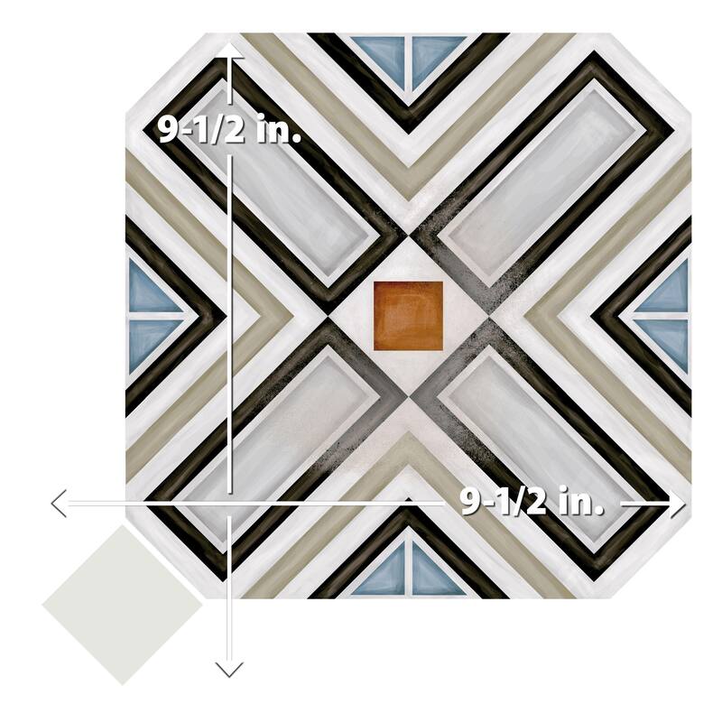 Merola Tile Vaudeville Octagon Deco Ritter with Taco Nacar 7-7/8" x 7-7/8" Porcelain Floor and Wall Tile