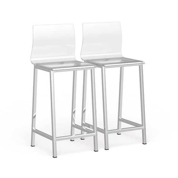 slide 7 of 10, Pure Decor Clear Acrylic Counter Stool- Set of 2 Chrome