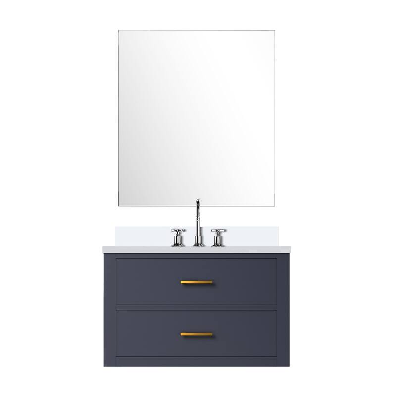Castor Bath Vanity with Quartz Top, Sink, Mirror and Faucet