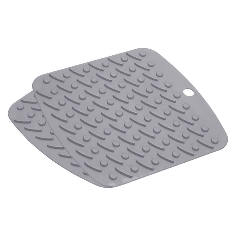 Silicone Trivet Mats 2pcs, Square Dish Drying Mat Jar Opener - Light Gray - Light Gray