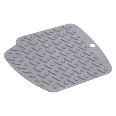 Silicone Trivet Mats 2pcs, Square Dish Drying Mat Jar Opener - Light Gray - Light Gray