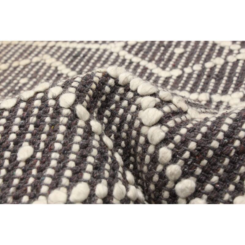 ECARPETGALLERY Braid weave Sienna Grey Wool Rug - 5'0 x 8'2