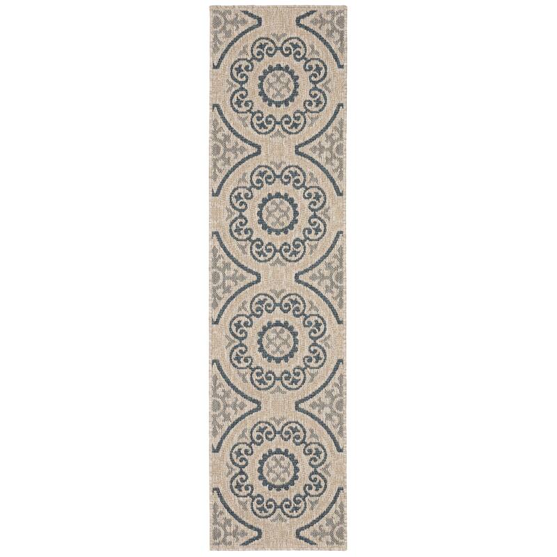 Vista Home Higgins Panel Medallion Indoor/ Outdoor Area Rug by Havenside Home - 1'10" x 7'6" Runner - Grey/Blue