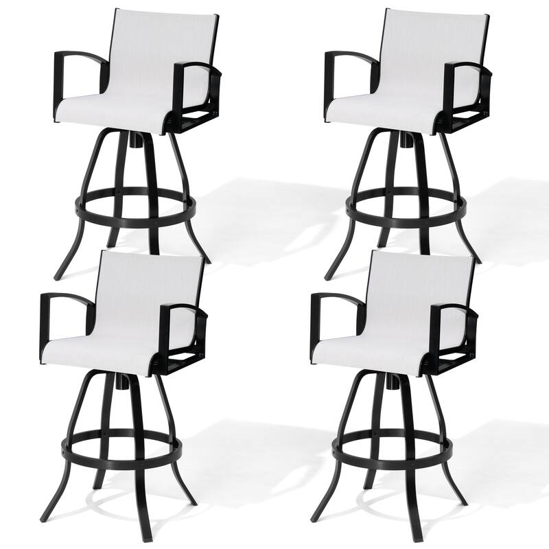 30''H Outdoor Patio Aluminum Premium Sumbrella Fabric Swivel Bar Stools