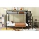 preview thumbnail 5 of 12, Twin over Full Metal Bunk Bed Frame with Built-in Open Wardrobe, Storage Staircase and Guardrails for Kids, Teens