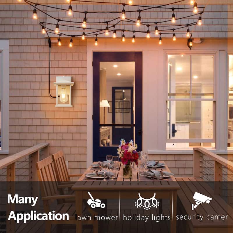 9.1"H White Dusk to Dawn Outdoor Wall Lights with GFCI Outlet
