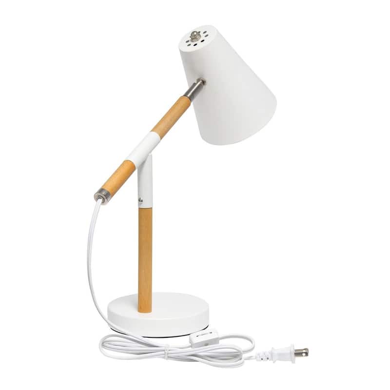 Simple Designs Matte and Wooden Pivot Desk Lamp - 16.13 X 5.50 x 15.50 (L x W x H)