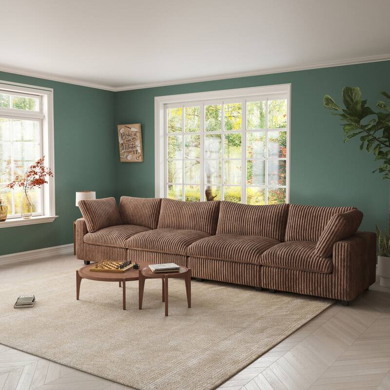 157.48" Soft Plush Modular Sectional Sofa 4-Seater Upholstered Living Room Couch