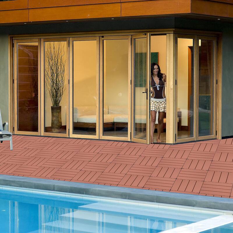 Plastic Interlocking Deck Tiles, 12.00"x12.00"(Pack of 44), Patio Flooring Outdoor Waterproof All Weather Use