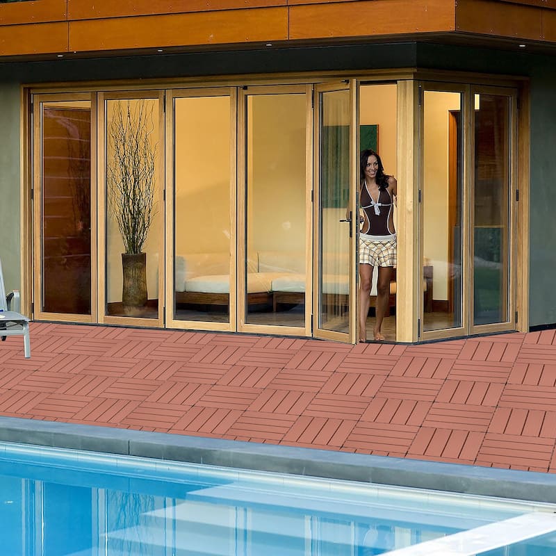 Plastic Interlocking Deck Tiles, 12.00"x12.00"(Pack of 44 ), Patio Flooring Outdoor Waterproof All Weather Use for Garden