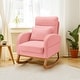 preview thumbnail 2 of 5, EROMMY Rocking Chair Indoor, Glider Chair with Pillow and Blanket, Living Room, Bedroom & Baby Room, Pink/ Beige/Gray
