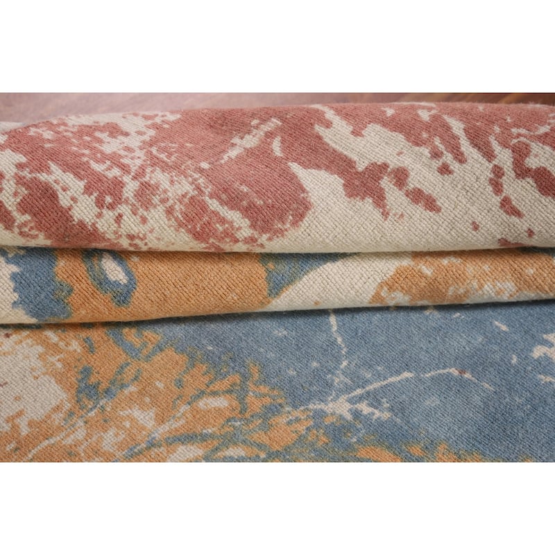 Nature Print Abstract Modern Area Rug Handmade Wool Carpet - 5'3" x 7'7"