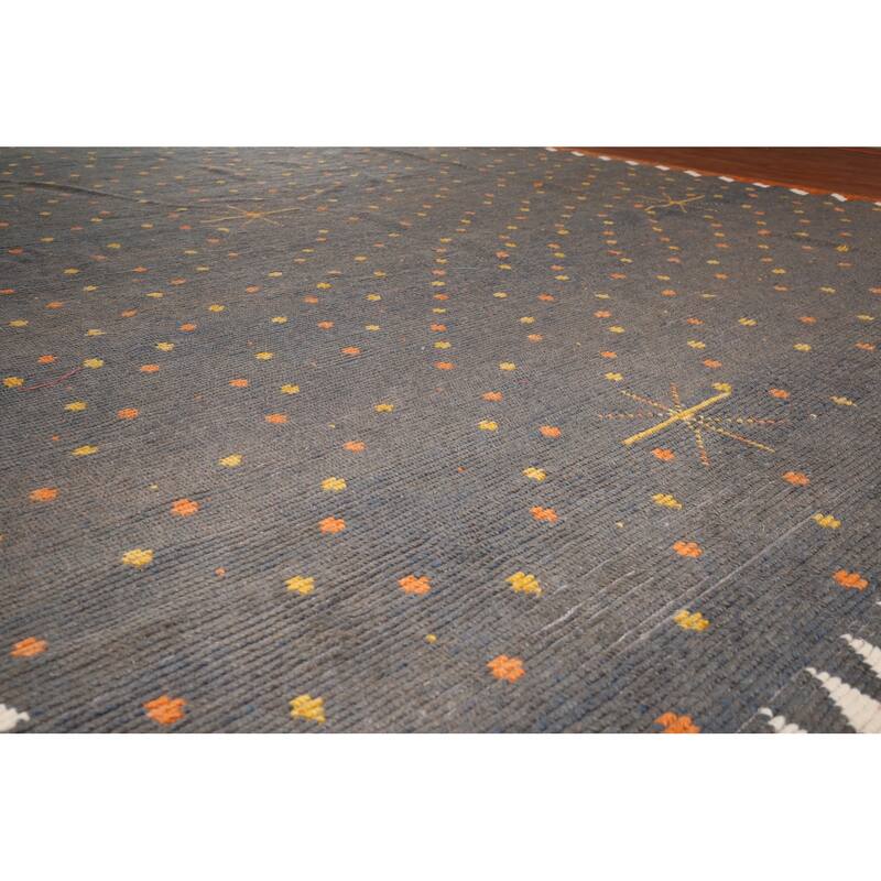 Striped Grey Moroccan Large Modern Area Rug Handmade Wool Carpet - 11'9"x 18'11"