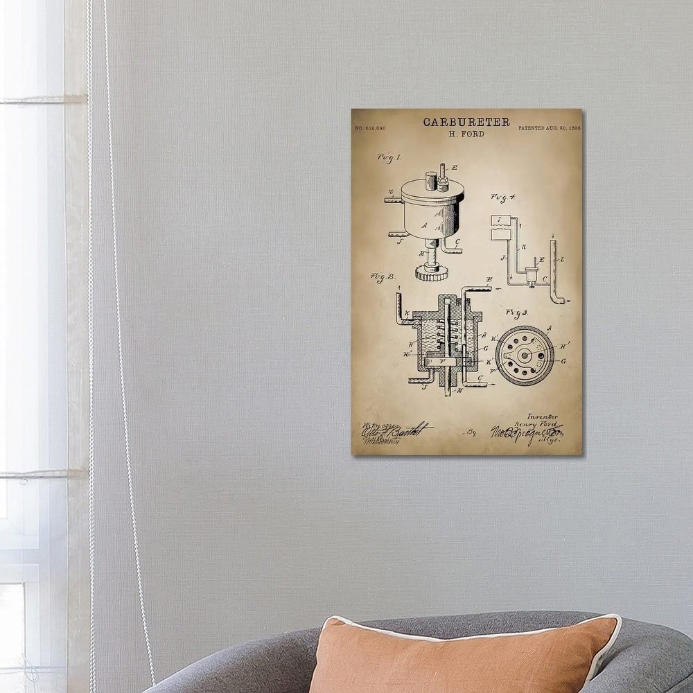 iCanvas "Ford "Carbureter"" by PatentPrintStore Canvas Print