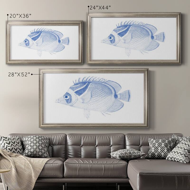 Blue & White Tropical Fish IV Premium Framed Canvas- Ready to Hang