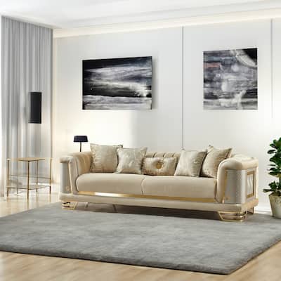 Renillo Modern Upholstered 98'' Velvet Pillow Back