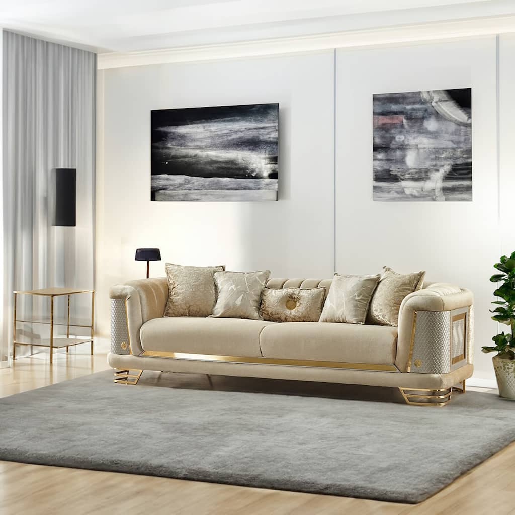 Renillo Modern Upholstered 98'' Velvet Pillow Back