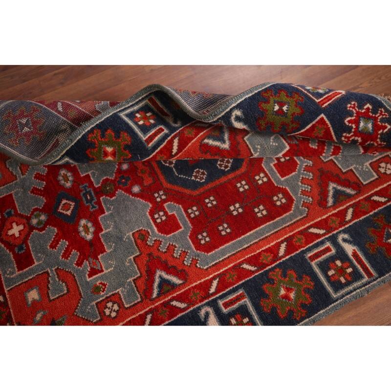 Geometric Kazak Indian Area Rug Handmade Wool Carpet - 4'0"x 5'11"