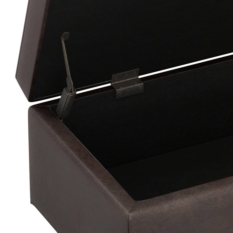 WYNDENHALL Blanchette 48 inch Wide Mid Century Modern Rectangle Storage Ottoman