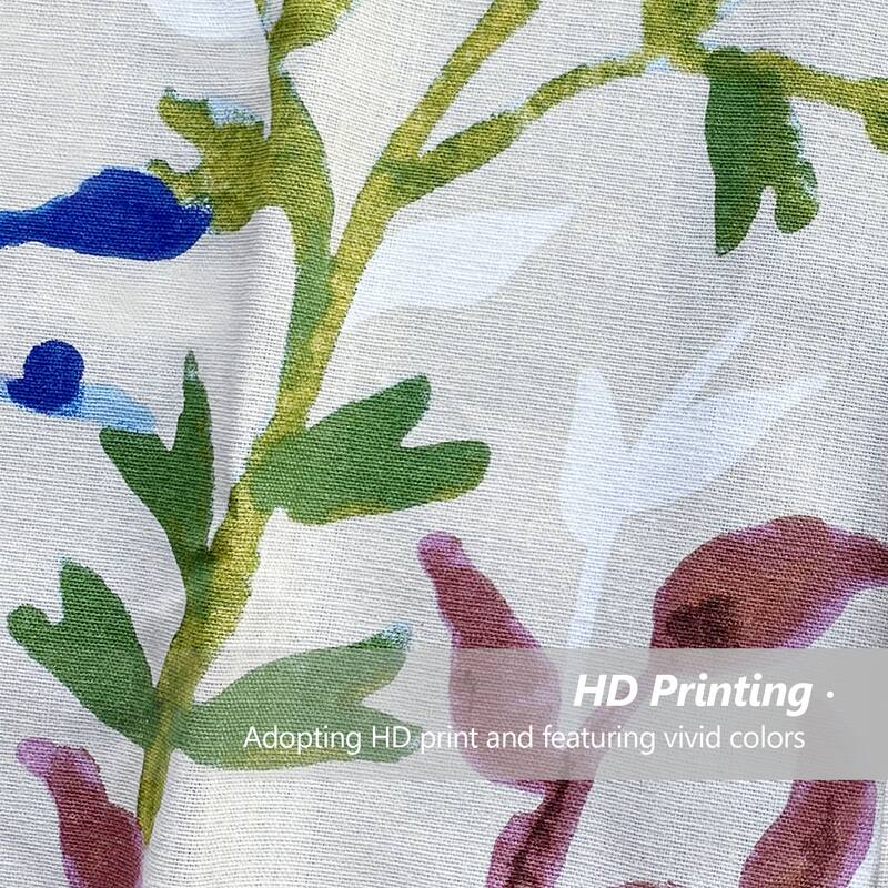 Style Quarters Dahlia Pattern 100% Cotton Shower Curtain-Colorful Leaves- 72x72"