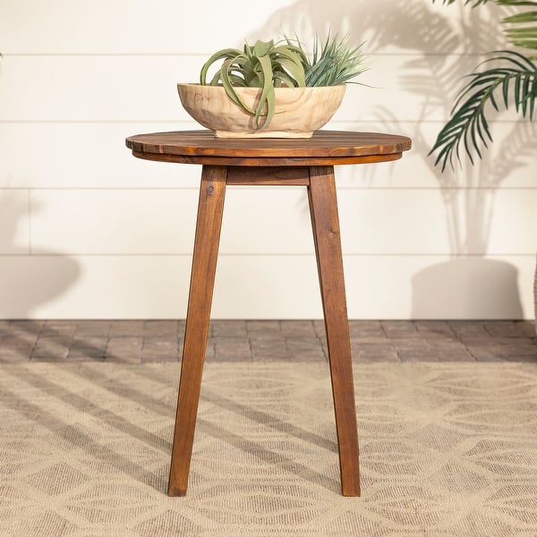 slide 2 of 19, Middlebrook 20-inch Round Acacia Wood Outdoor Side Table Dark Brown