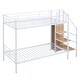 preview thumbnail 20 of 18, Twin Over Twin Metal Bunk Bed with Storage Ladder and Wardrobe, White