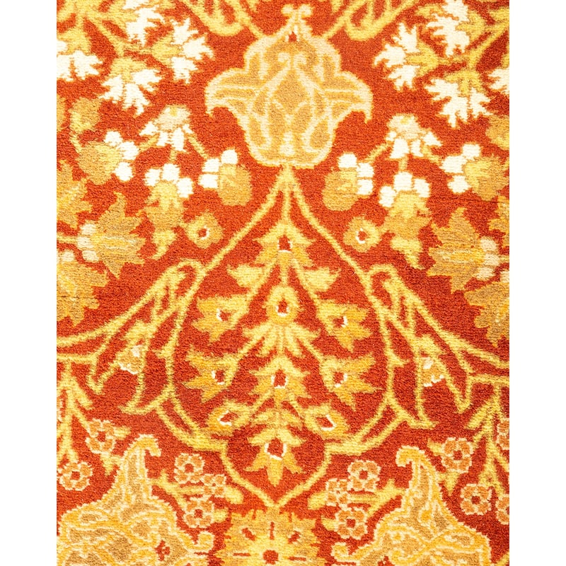 Overton Hand Knotted Wool Vintage Inspired Traditional Mogul Orange Runner Rug