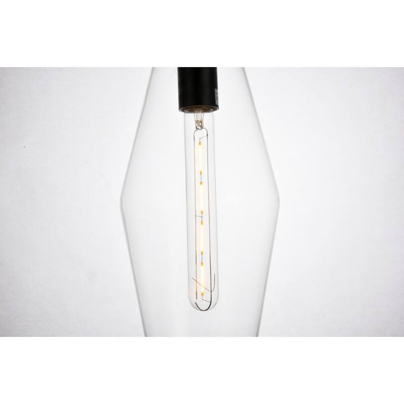 Placido Collection Pendant D5.9 H14.2 Lt:1 Black and Clear Finish