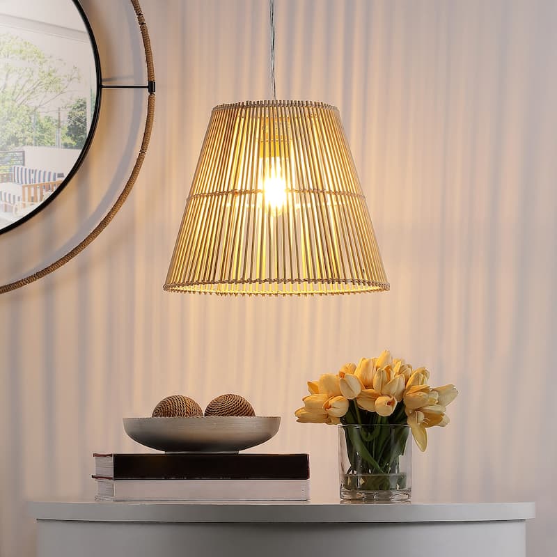 SAFAVIEH Lighting Egne 14.5-inch Pendant - 15" W x 15" D x 12-192" H - Natural - 15Wx15Dx192H