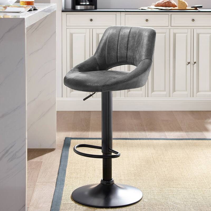 Art Leon Modern Adjustable 360 Swivel Barstool with Retro Faux Leather