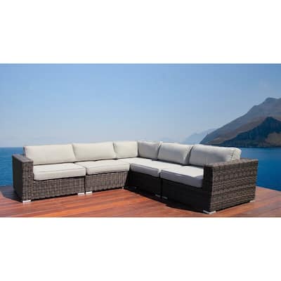 LSI 94'' Wide Outdoor Wicker Patio Sectional with Cushions