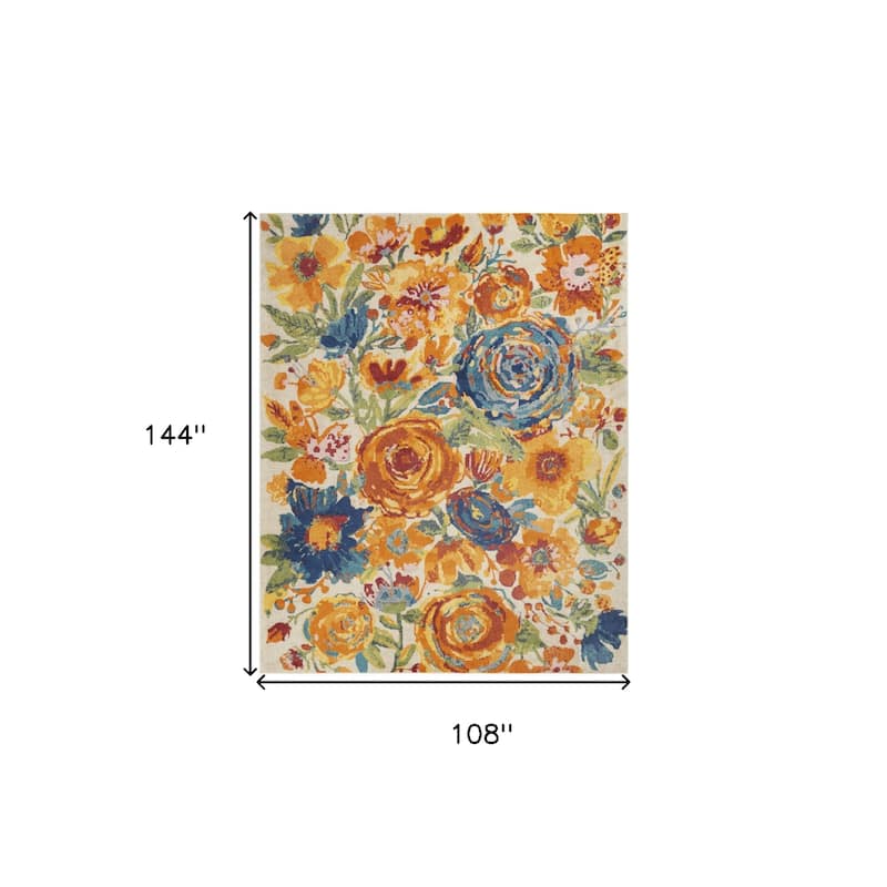 Power Loomed Floral Traditional Woven Low Pile Durable Area Rug