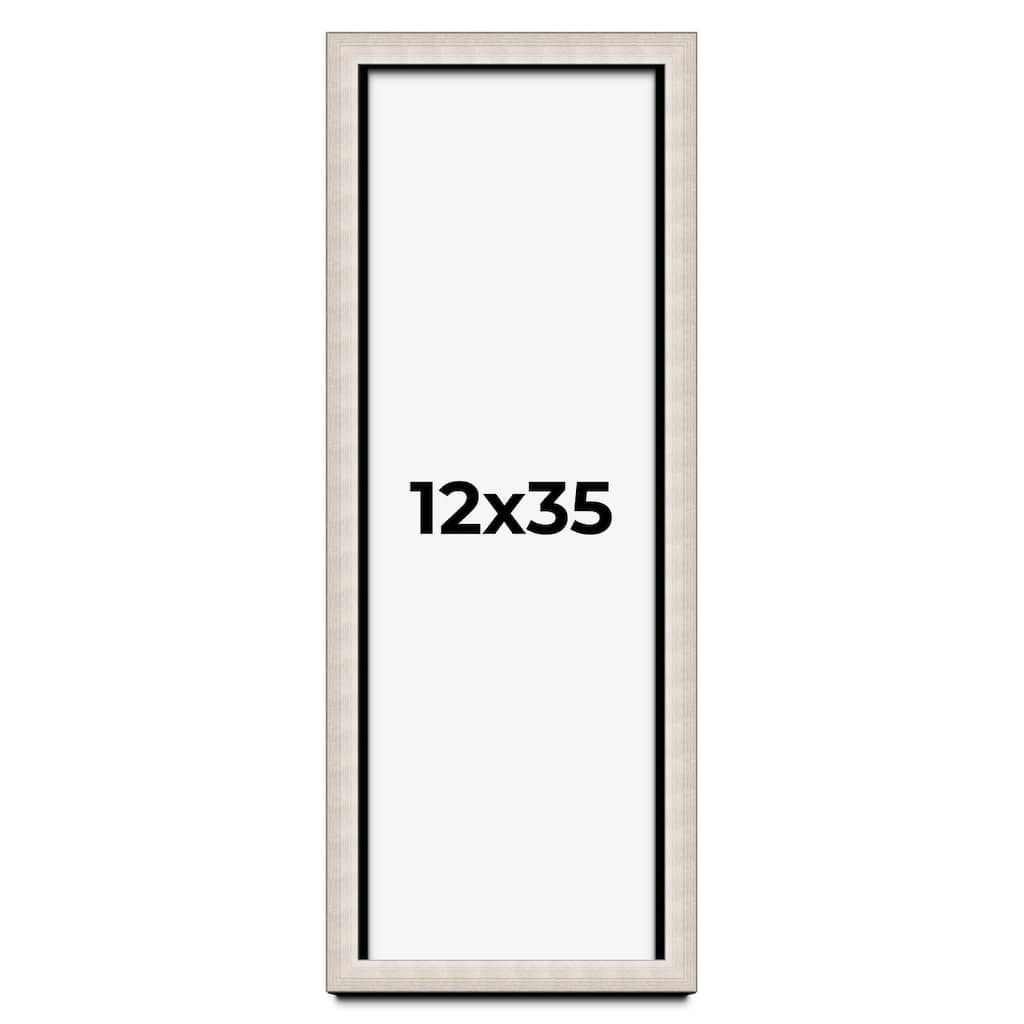 12x35 Shadow Box Frame Silver Real Wood Contemporary Shadowbox Display Frame UV Acrylic Front Acid Free Backing and Hardware