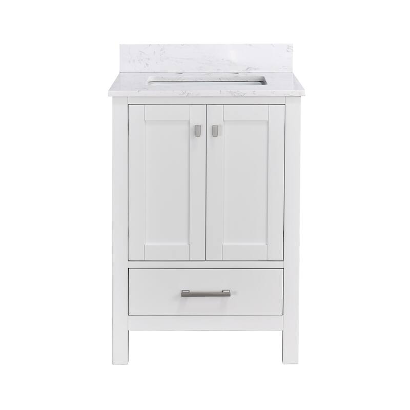 StarrySky 24 inch Undermount Single Sink Bathroom Vanity with Engineered Carrara Marble Top