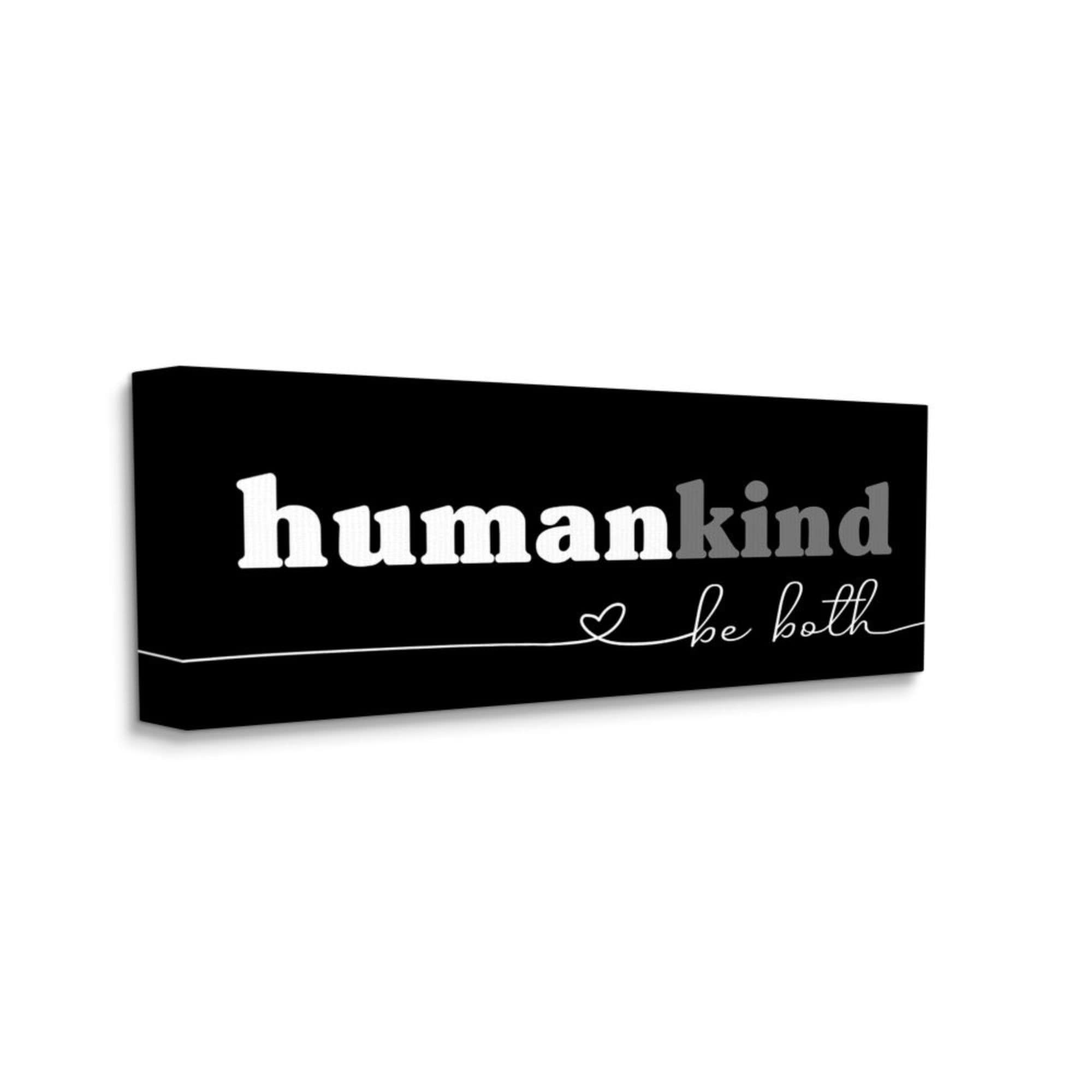 Stupell Human Kind Word Play Motivational Phrase Canvas Wall Art-image