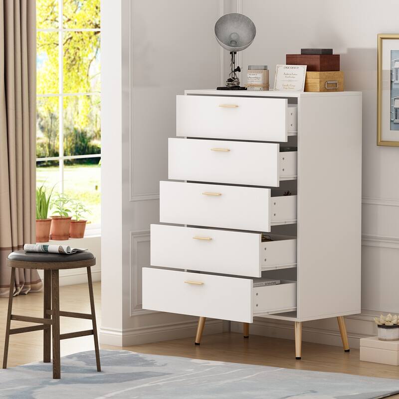 5 Drawer 27.4" W Chest&Dresser With Metal Legs