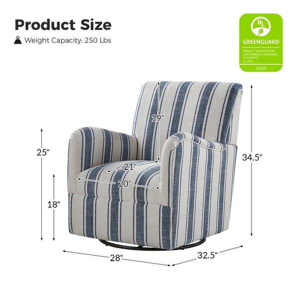 dimension image slide 0 of 4, HULALA HOME Pancy Traditional Swivel Armchair with Jacobean Strip Pattern Set of 2