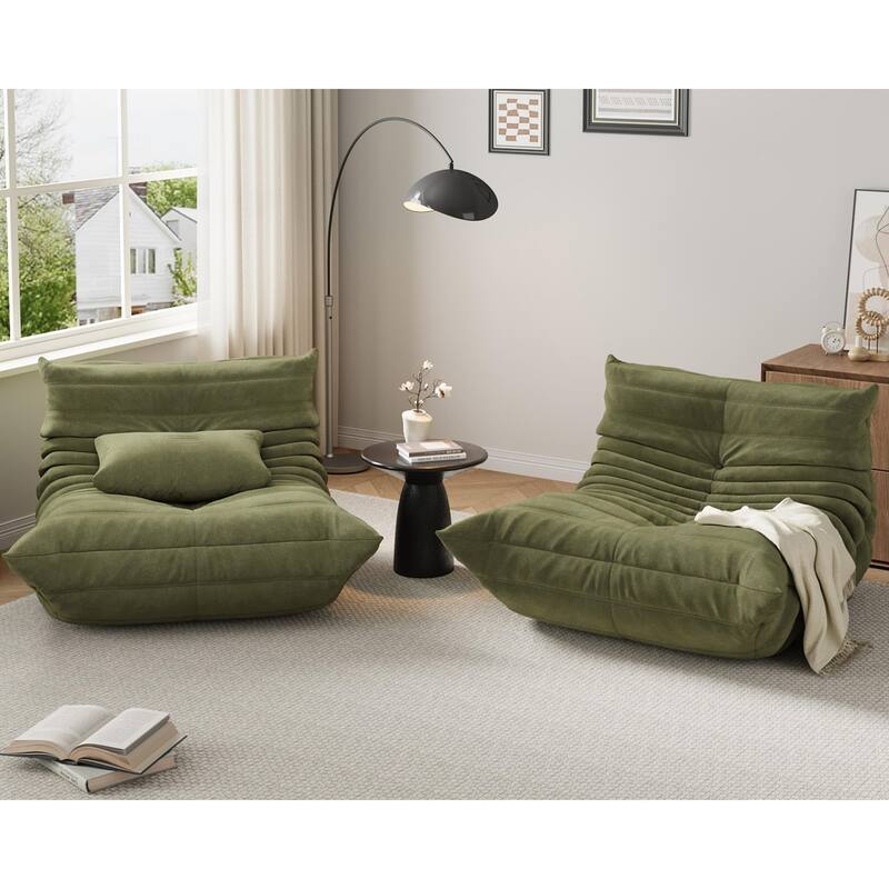 69 Inch Teddy Velvet Bean Bag Loveseat Sofa, Deep Seat Floor Couch
