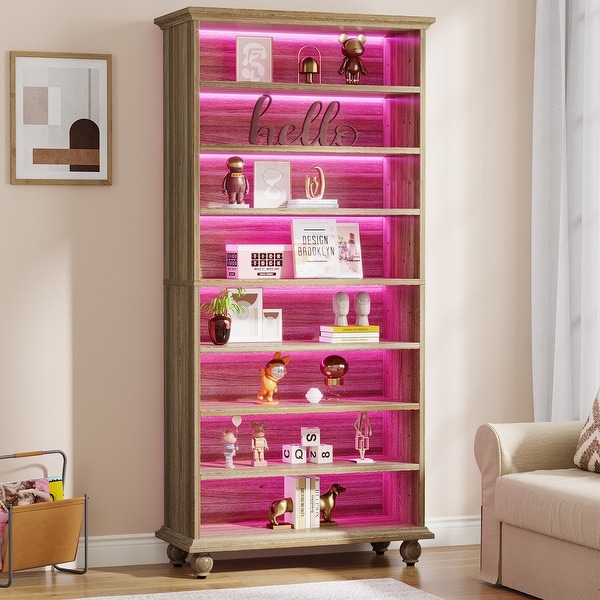 9-tier Tall Bookshelves LED Bookcase for Study Room - On Sale