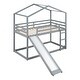 preview thumbnail 23 of 40, Twin Over Twin Wooden Bunk Bed with Roof, Slide and Ladder