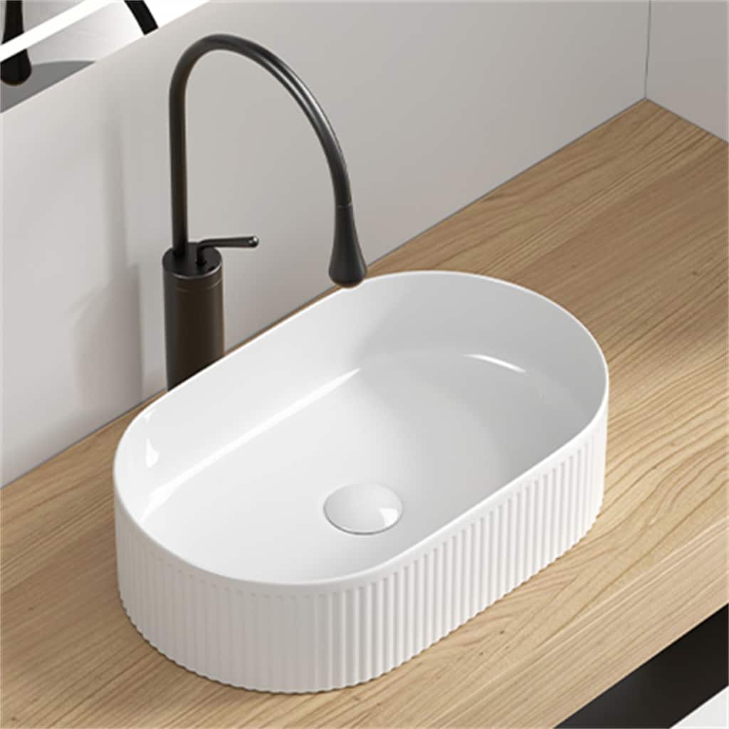 19" x 12" White Porcelain Oval Vessel Sink